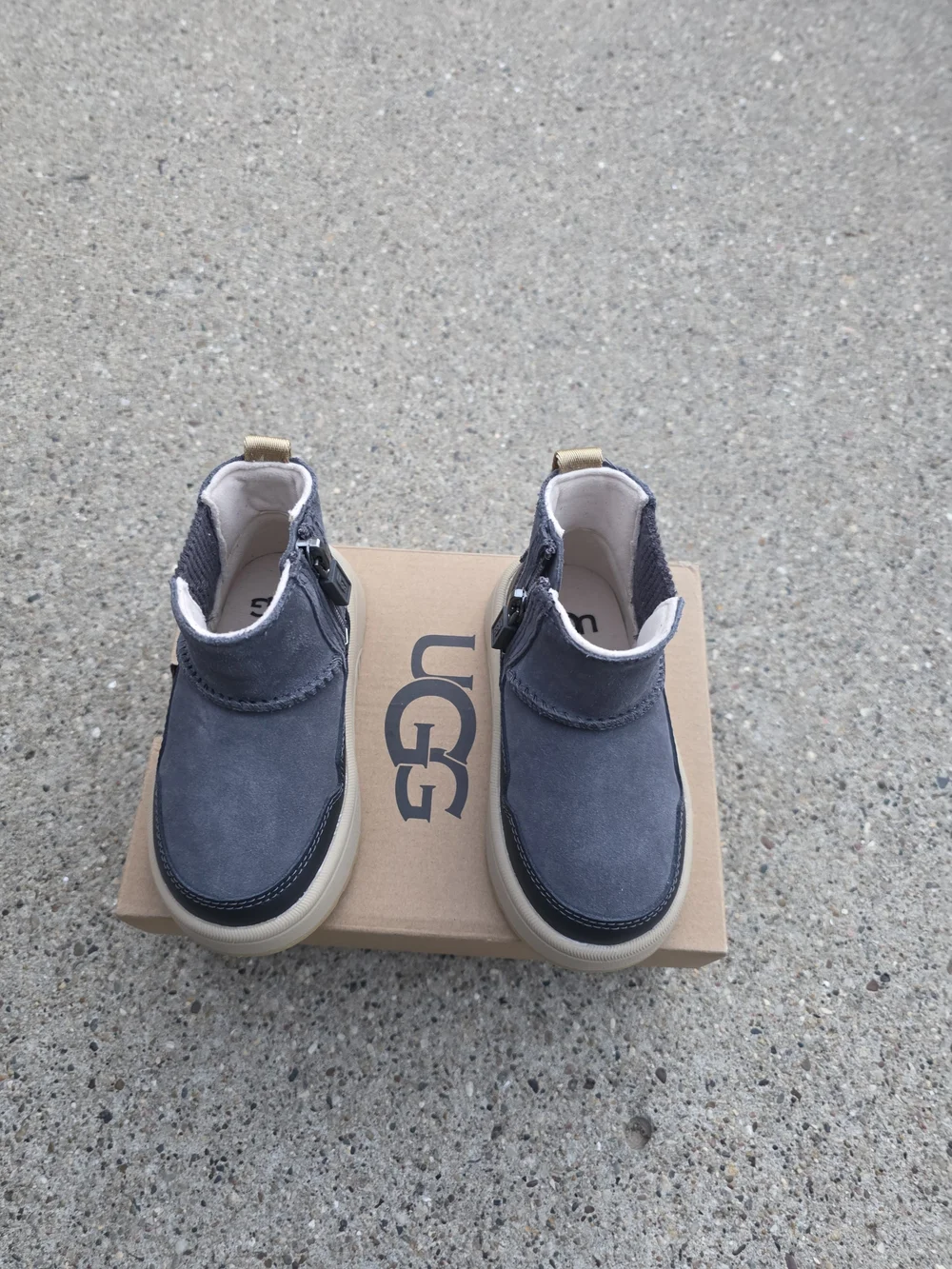 UGG Kids Grey Suede Ankle Boots - Casual Slip-On Toddler Boys 6K